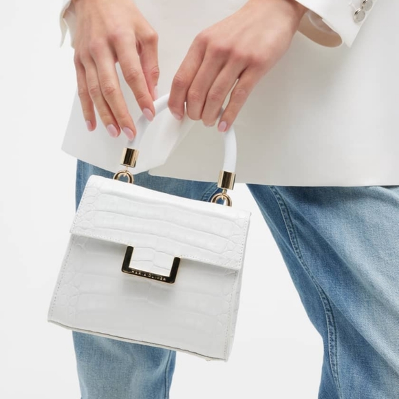 White Maria Oliver Michelle Crocodile top handbag - Picture 4 of 16